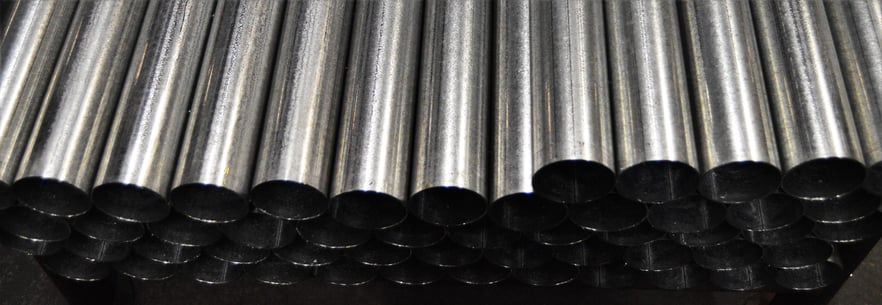 A stack of round steel tubes