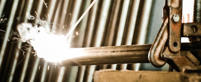 Bright sparks emitting from a welder