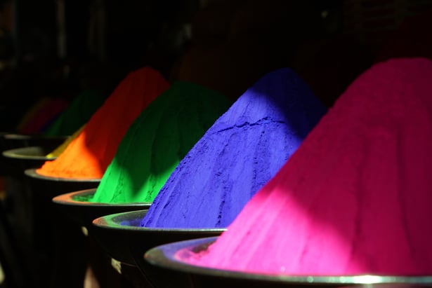 Mounds of colorful powder