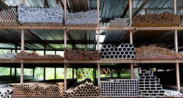 Steel tubing stored in an outdoor storage facility