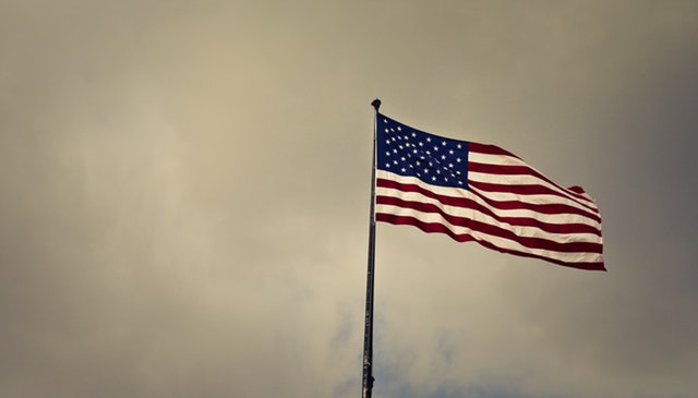 American flag waving in the wind